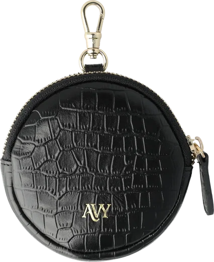 AVY Mini Telefoontasje / Phone Bag Pouch met Rits en Haakje Leer Croco Zwart afbeelding 1
