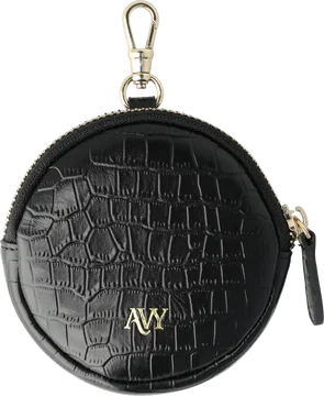 AVY Mini Telefoontasje / Phone Bag Pouch met Rits en Haakje Leer Croco Zwart