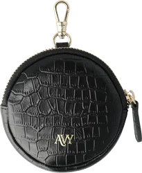 AVY Mini Telefoontasje / Phone Bag Pouch met Rits en Haakje Leer Croco Zwart afbeelding
