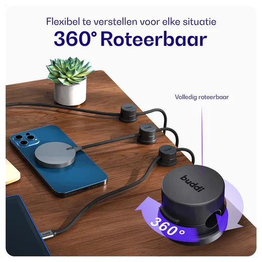 Buddi Sorted Magnetische Kabelclip Organizer voor Bureau en Nachtkastje 12-Pack afbeelding 4
