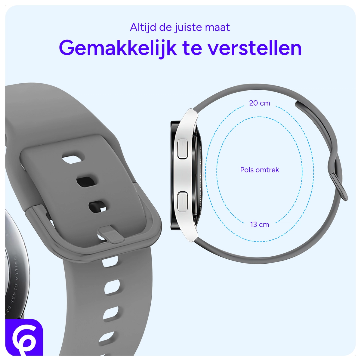 SBG Universeel Smartwatch / Horloge Bandje - Siliconen - 20MM - Grijs afbeelding 5