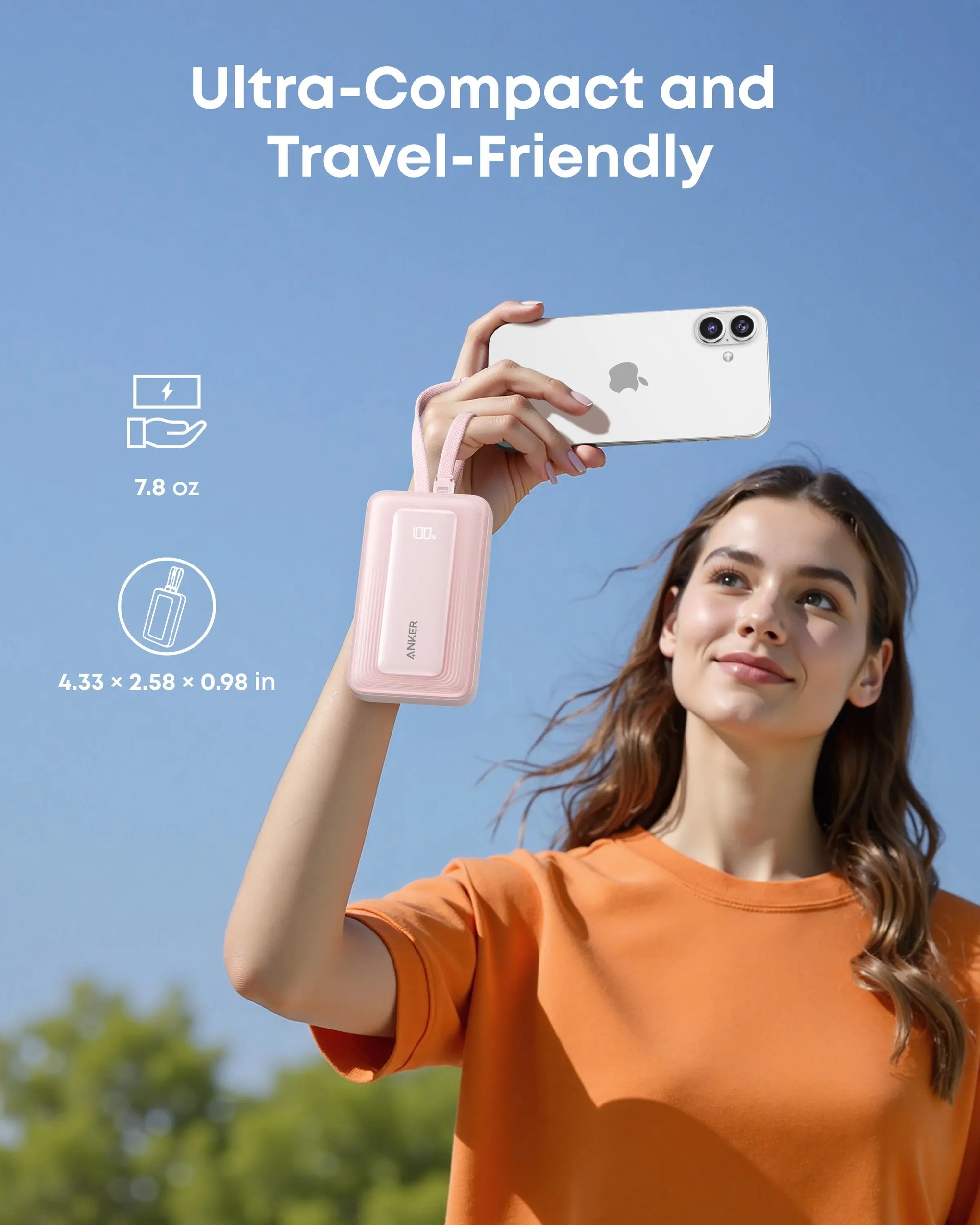 Anker Zolo (35W) 10.000 mAh Powerbank met 2 Ingebouwde MFi USB-C Kabels Zwart afbeelding 6