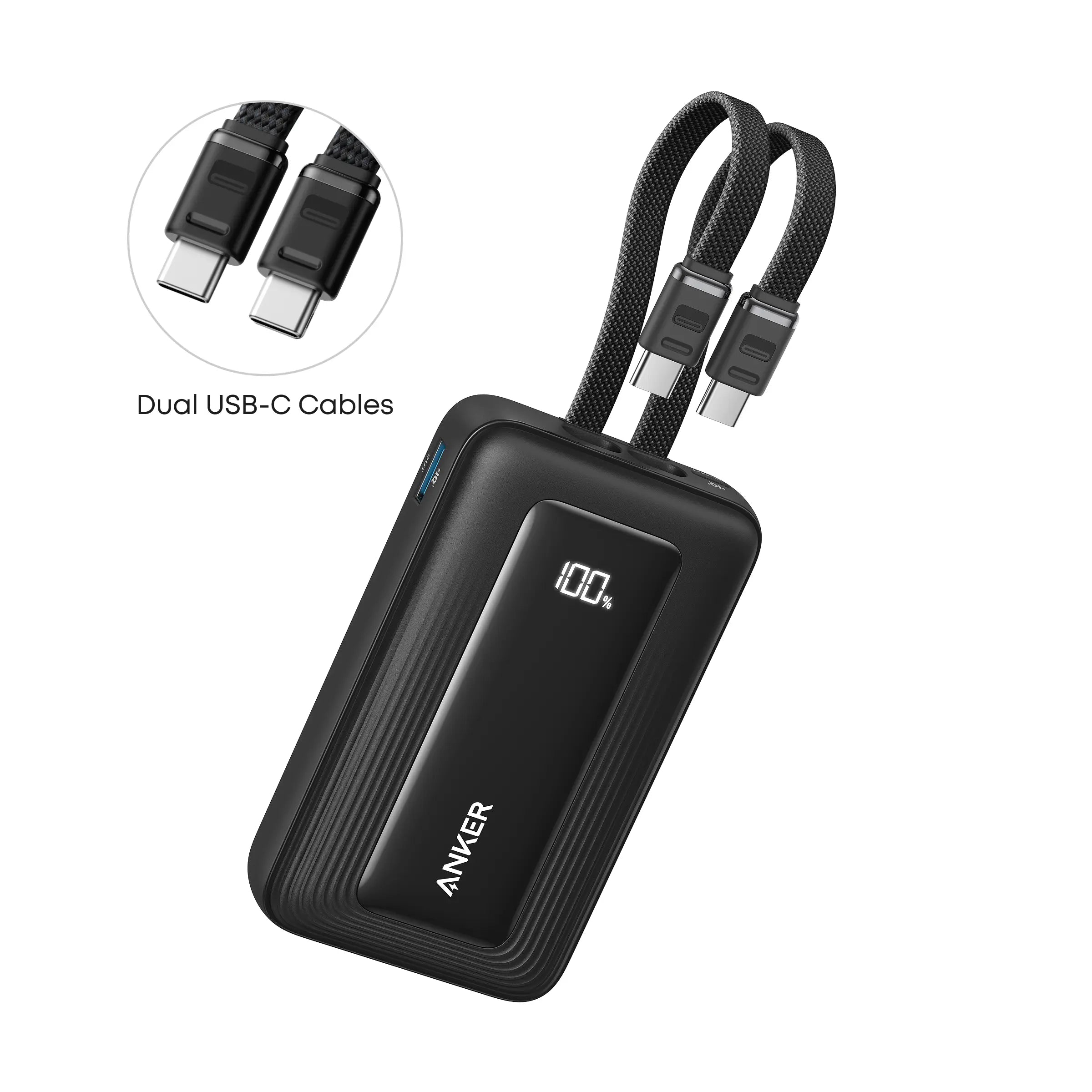 Anker Zolo (35W) 10.000 mAh Powerbank met 2 Ingebouwde MFi USB-C Kabels Zwart afbeelding 7