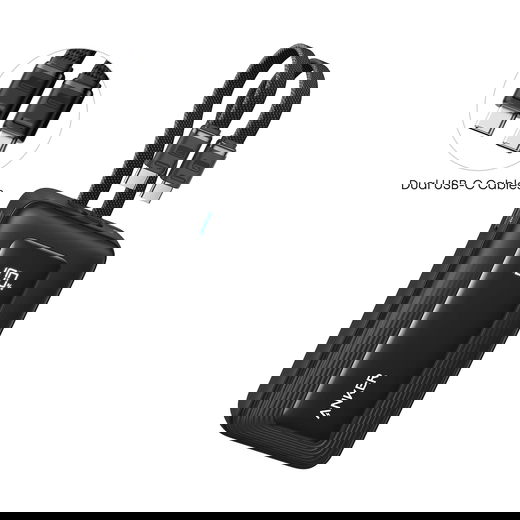 Anker Zolo (35W) 10.000 mAh Powerbank met 2 Ingebouwde MFi USB-C Kabels Zwart afbeelding 7