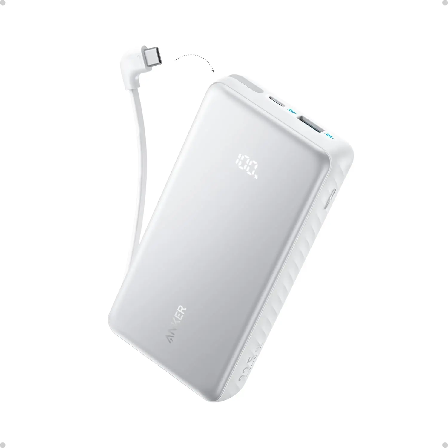Anker Zolo (22.5W) Powerbank met Ingebouwde USB-C Kabel PD 20.000 mAh Wit afbeelding 1
