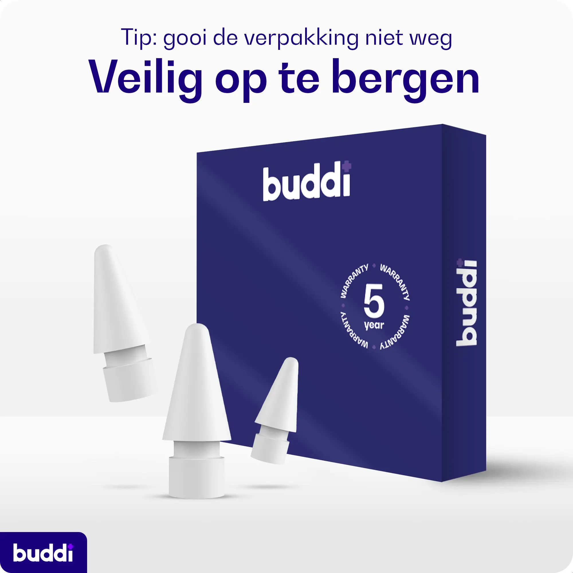 Buddi Replacement Tips voor Buddi Wave en Apple Pencils 3-pack Zwart afbeelding 3