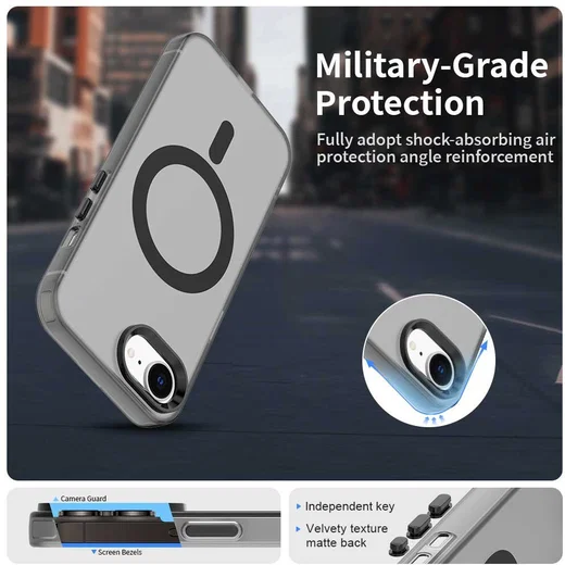 Apple iPhone 17e / 16e Hoesje MagSafe Backcover Semi-Transparant & Zwart afbeelding 2