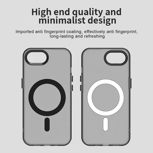 Apple iPhone 17e / 16e Hoesje MagSafe Backcover Semi-Transparant & Zwart afbeelding 9