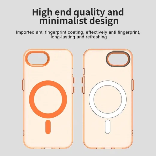 Apple iPhone 17e / 16e Hoesje MagSafe Backcover Semi-Transparant & Oranje afbeelding 9