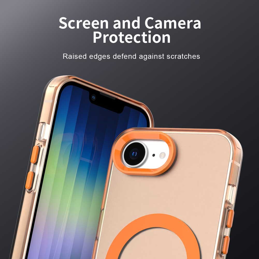 Apple iPhone 17e / 16e Hoesje MagSafe Backcover Semi-Transparant & Oranje afbeelding 2