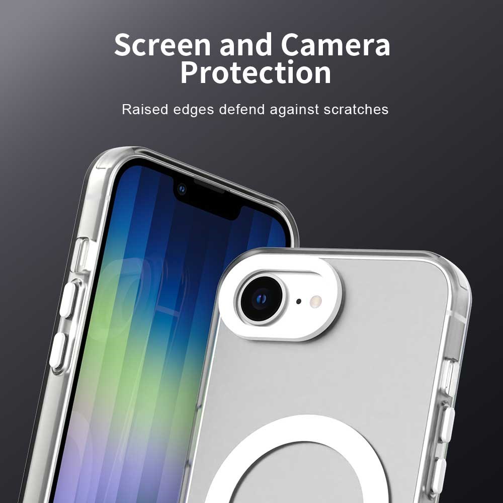 Apple iPhone 17e / 16e Hoesje MagSafe Backcover Semi-Transparant & Wit afbeelding 5
