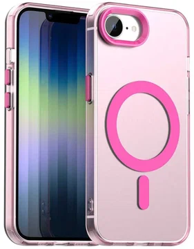 Apple iPhone 17e / 16e Hoesje MagSafe Backcover Semi-Transparant & Roze