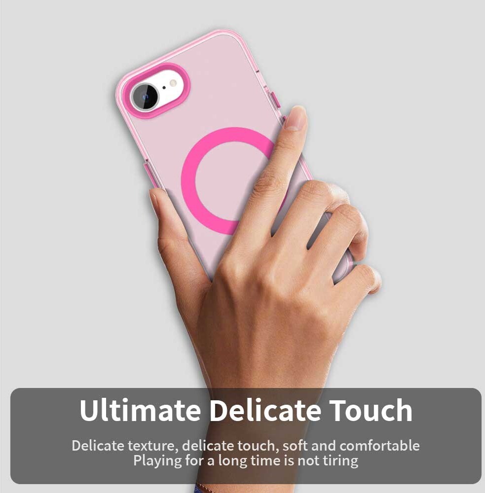 Apple iPhone 17e / 16e Hoesje MagSafe Backcover Semi-Transparant & Roze afbeelding 8