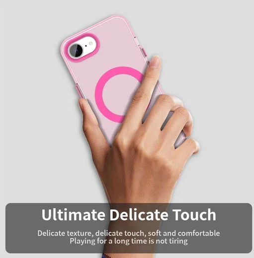 Apple iPhone 17e / 16e Hoesje MagSafe Backcover Semi-Transparant & Roze afbeelding 8