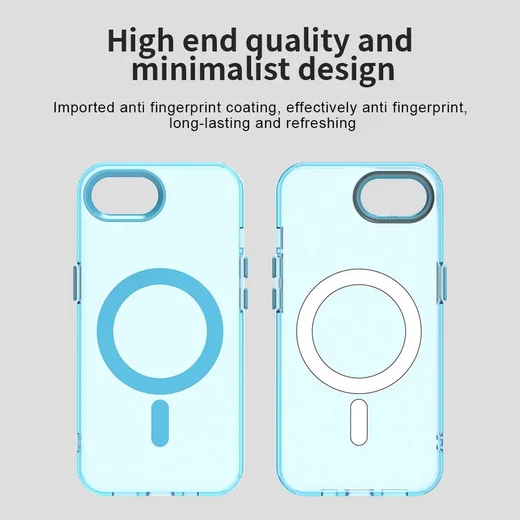 Apple iPhone 17e / 16e Hoesje MagSafe Backcover Semi-Transparant & Blauw afbeelding 9