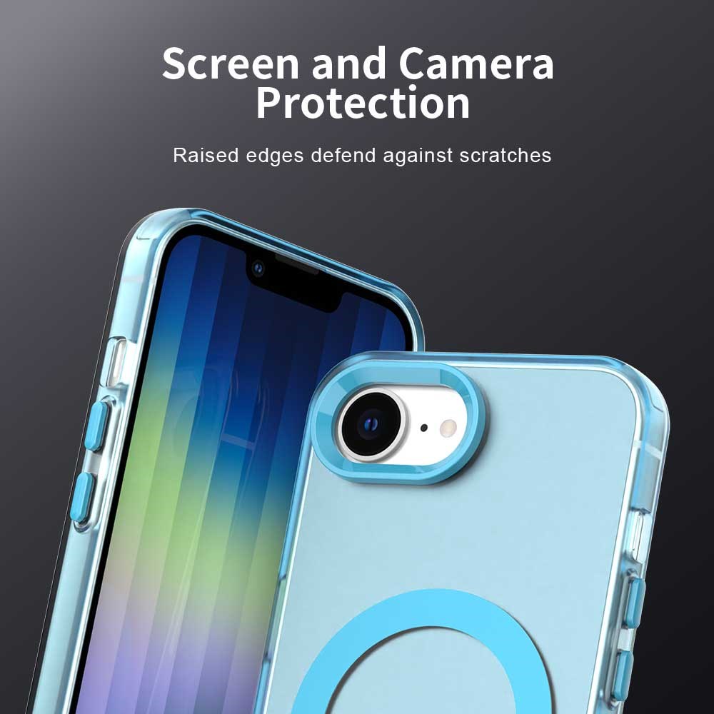 Apple iPhone 17e / 16e Hoesje MagSafe Backcover Semi-Transparant & Blauw afbeelding 5