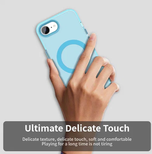 Apple iPhone 17e / 16e Hoesje MagSafe Backcover Semi-Transparant & Blauw afbeelding 8