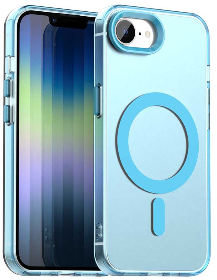 Apple iPhone 17e / 16e Hoesje MagSafe Backcover Semi-Transparant & Blauw afbeelding 1