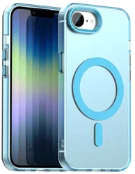 Apple iPhone 17e / 16e Hoesje MagSafe Backcover Semi-Transparant & Blauw afbeelding