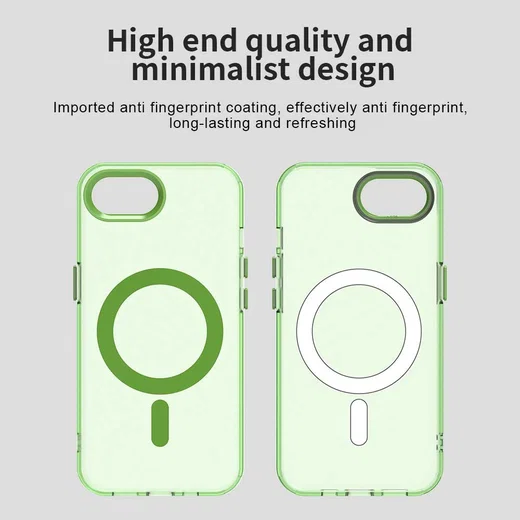 Apple iPhone 17e / 16e Hoesje MagSafe Backcover Semi-Transparant & Groen afbeelding 9
