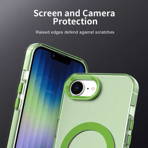 Apple iPhone 17e / 16e Hoesje MagSafe Backcover Semi-Transparant & Groen afbeelding 5