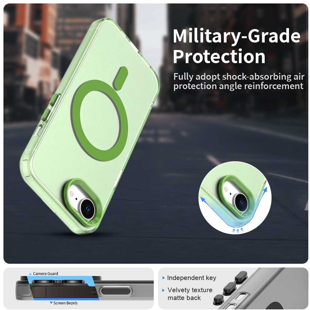 Apple iPhone 17e / 16e Hoesje MagSafe Backcover Semi-Transparant & Groen afbeelding 6