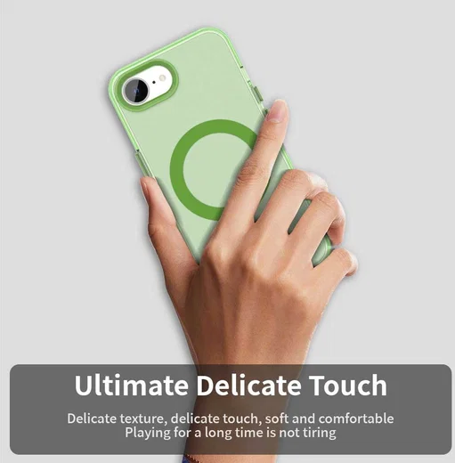 Apple iPhone 17e / 16e Hoesje MagSafe Backcover Semi-Transparant & Groen afbeelding 8
