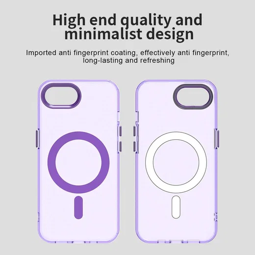 Apple iPhone 17e / 16e Hoesje MagSafe Backcover Semi-Transparant & Paars afbeelding 9