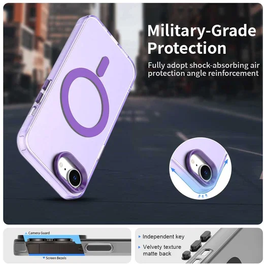 Apple iPhone 17e / 16e Hoesje MagSafe Backcover Semi-Transparant & Paars afbeelding 6