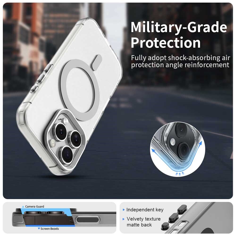 Apple iPhone 16 Pro Max Hoesje MagSafe Backcover Semi-Transparant & Wit afbeelding 5