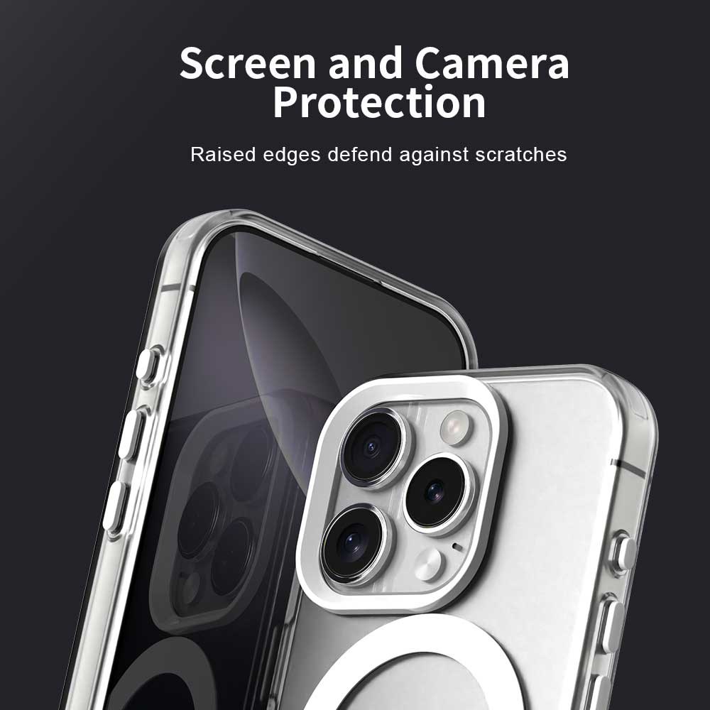 Apple iPhone 16 Pro Max Hoesje MagSafe Backcover Semi-Transparant & Wit afbeelding 8