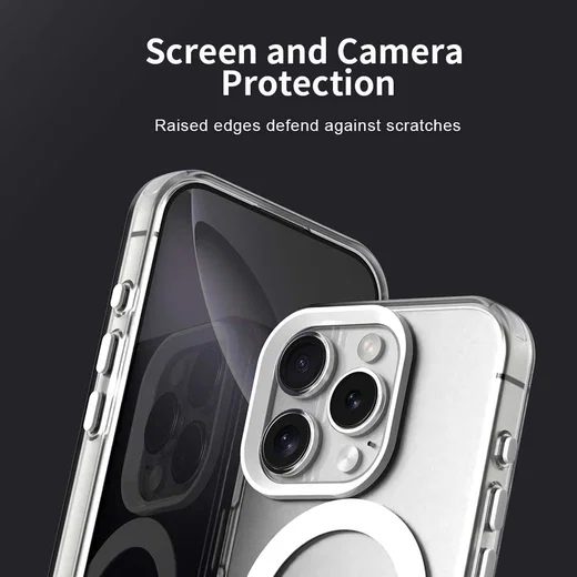 Apple iPhone 16 Pro Max Hoesje MagSafe Backcover Semi-Transparant & Wit afbeelding 8