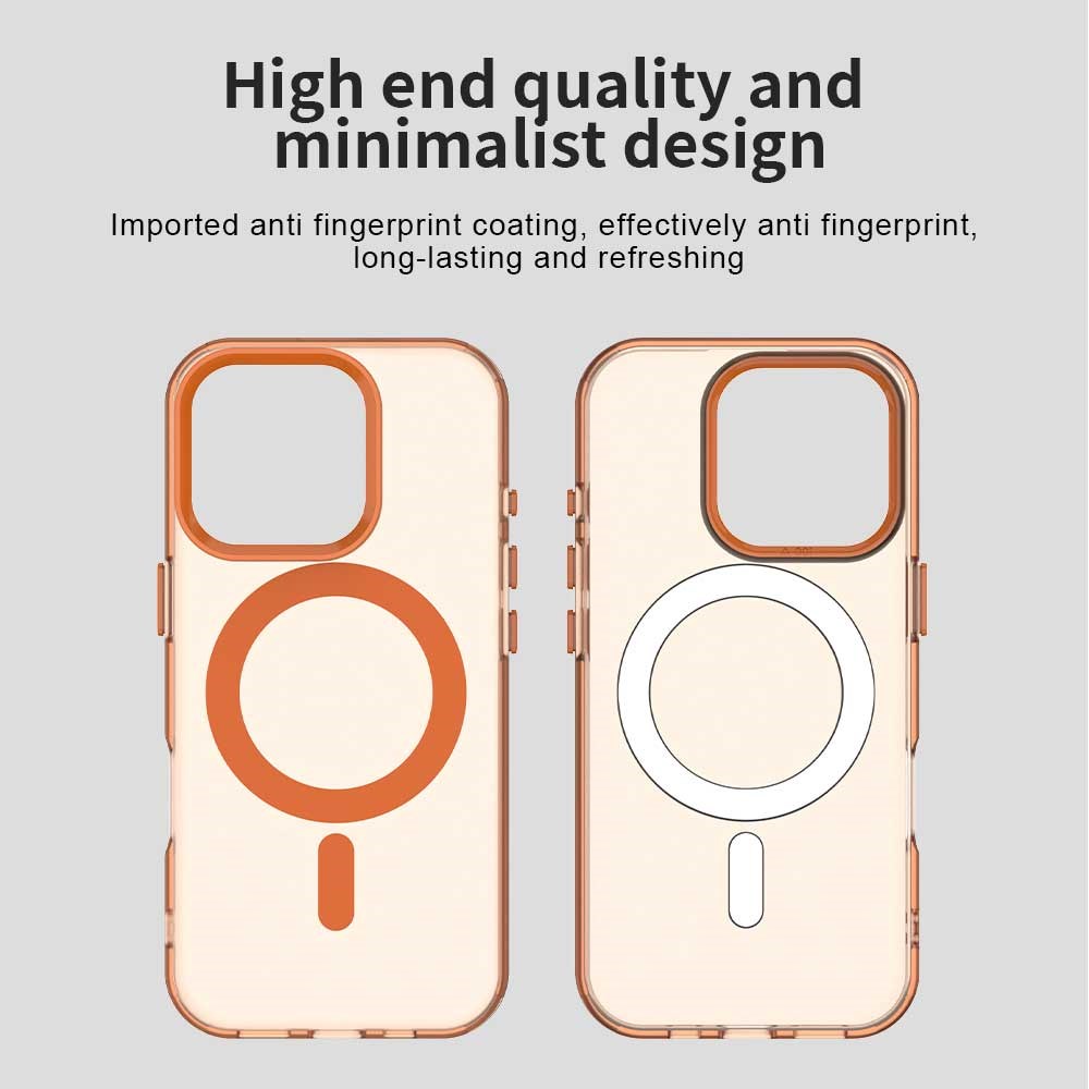 Apple iPhone 16 Pro Max Hoesje MagSafe Backcover Semi-Transparant & Oranje afbeelding 10