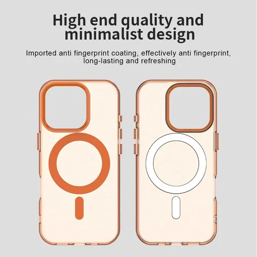 Apple iPhone 16 Pro Max Hoesje MagSafe Backcover Semi-Transparant & Oranje afbeelding 10
