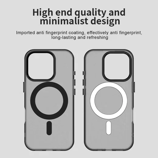 Apple iPhone 16 Pro Max Hoesje MagSafe Backcover Semi-Transparant & Zwart afbeelding 10