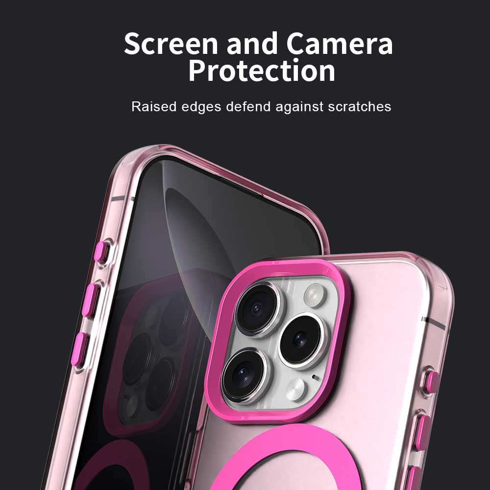 Apple iPhone 16 Pro Max Hoesje MagSafe Backcover Semi-Transparant & Roze afbeelding 8