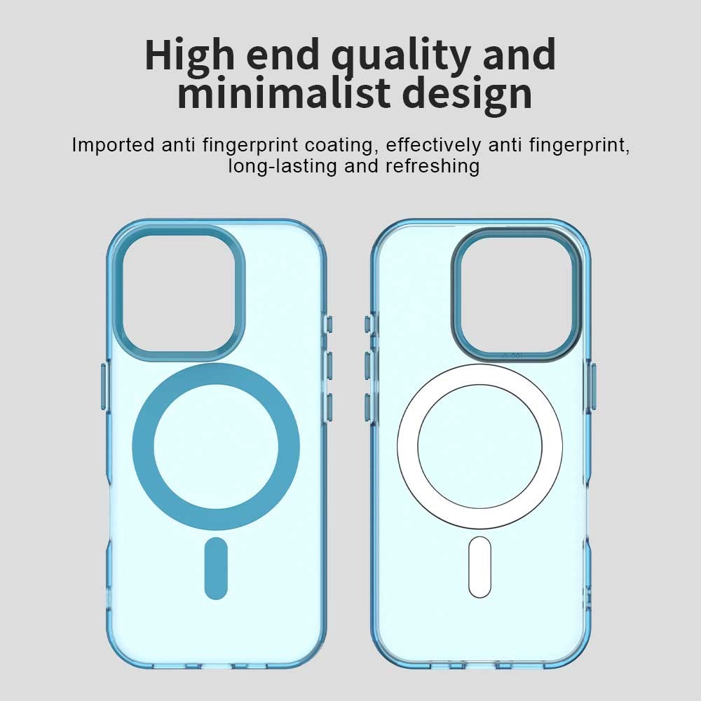 Apple iPhone 16 Pro Max Hoesje MagSafe Backcover Semi-Transparant & Blauw afbeelding 9