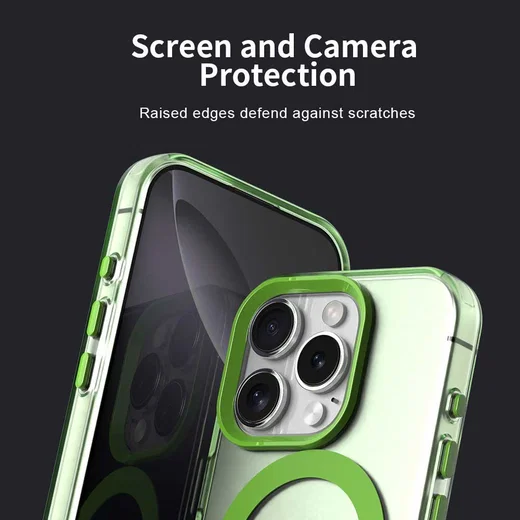 Apple iPhone 16 Pro Max Hoesje MagSafe Backcover Semi-Transparant & Groen afbeelding 8