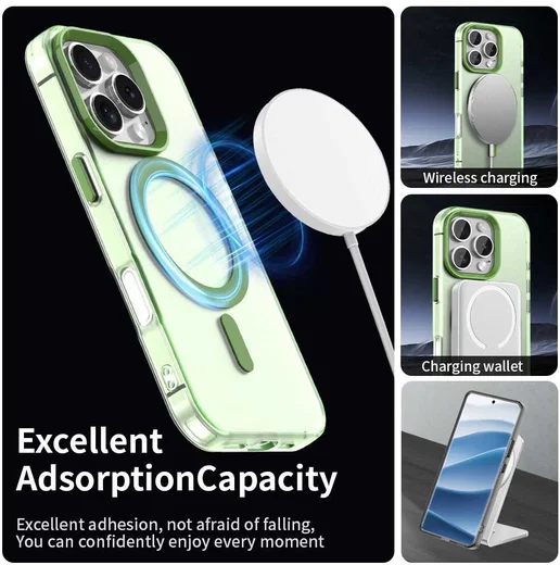 Apple iPhone 16 Pro Max Hoesje MagSafe Backcover Semi-Transparant & Groen afbeelding 5