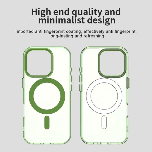 Apple iPhone 16 Pro Max Hoesje MagSafe Backcover Semi-Transparant & Groen afbeelding 10