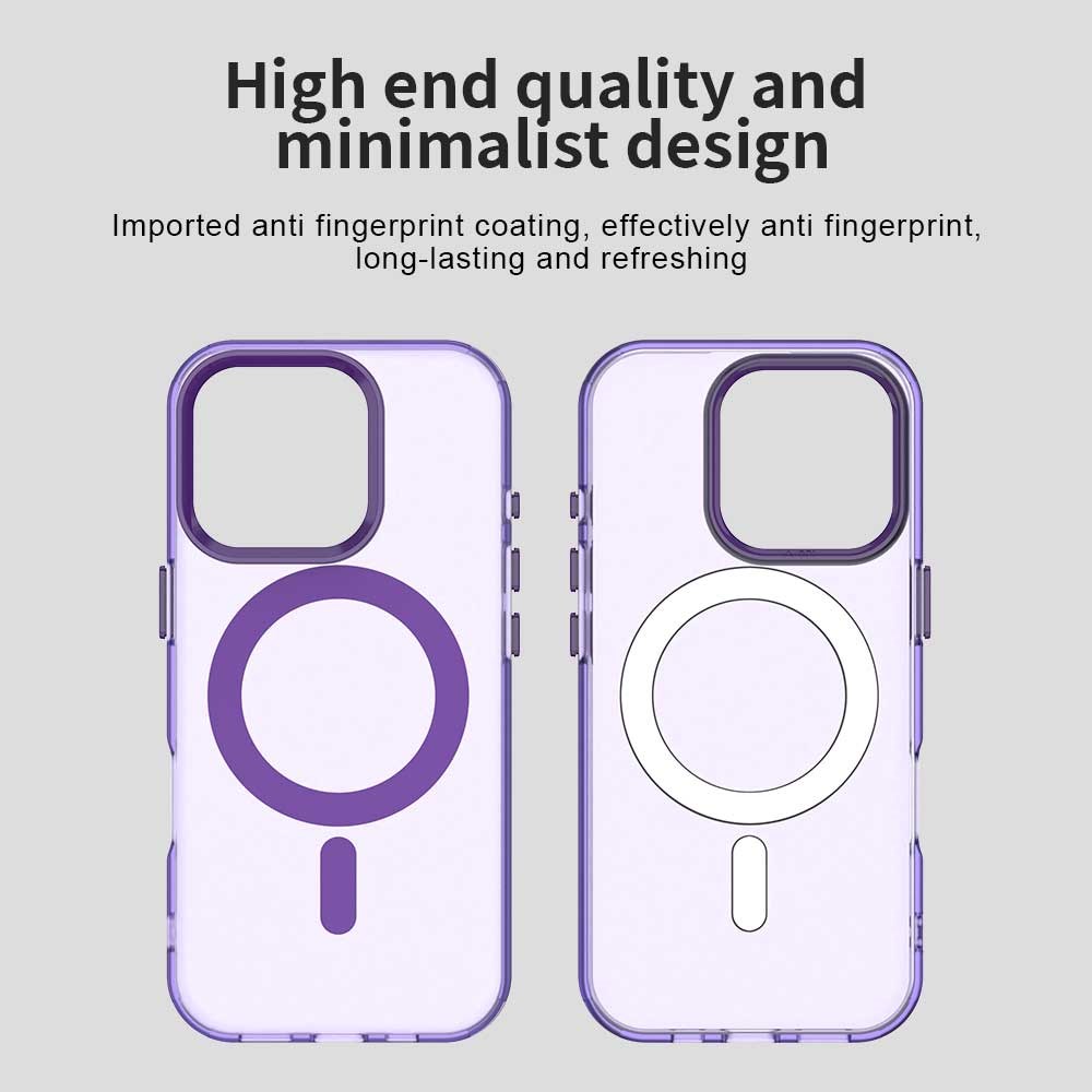 Apple iPhone 16 Pro Max Hoesje MagSafe Backcover Semi-Transparant & Paars afbeelding 10