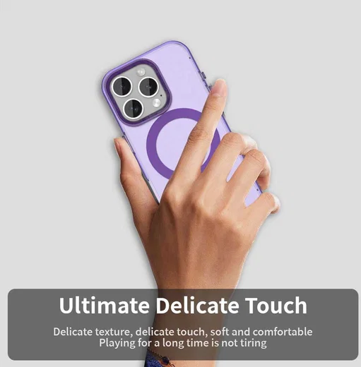 Apple iPhone 16 Pro Max Hoesje MagSafe Backcover Semi-Transparant & Paars afbeelding 9