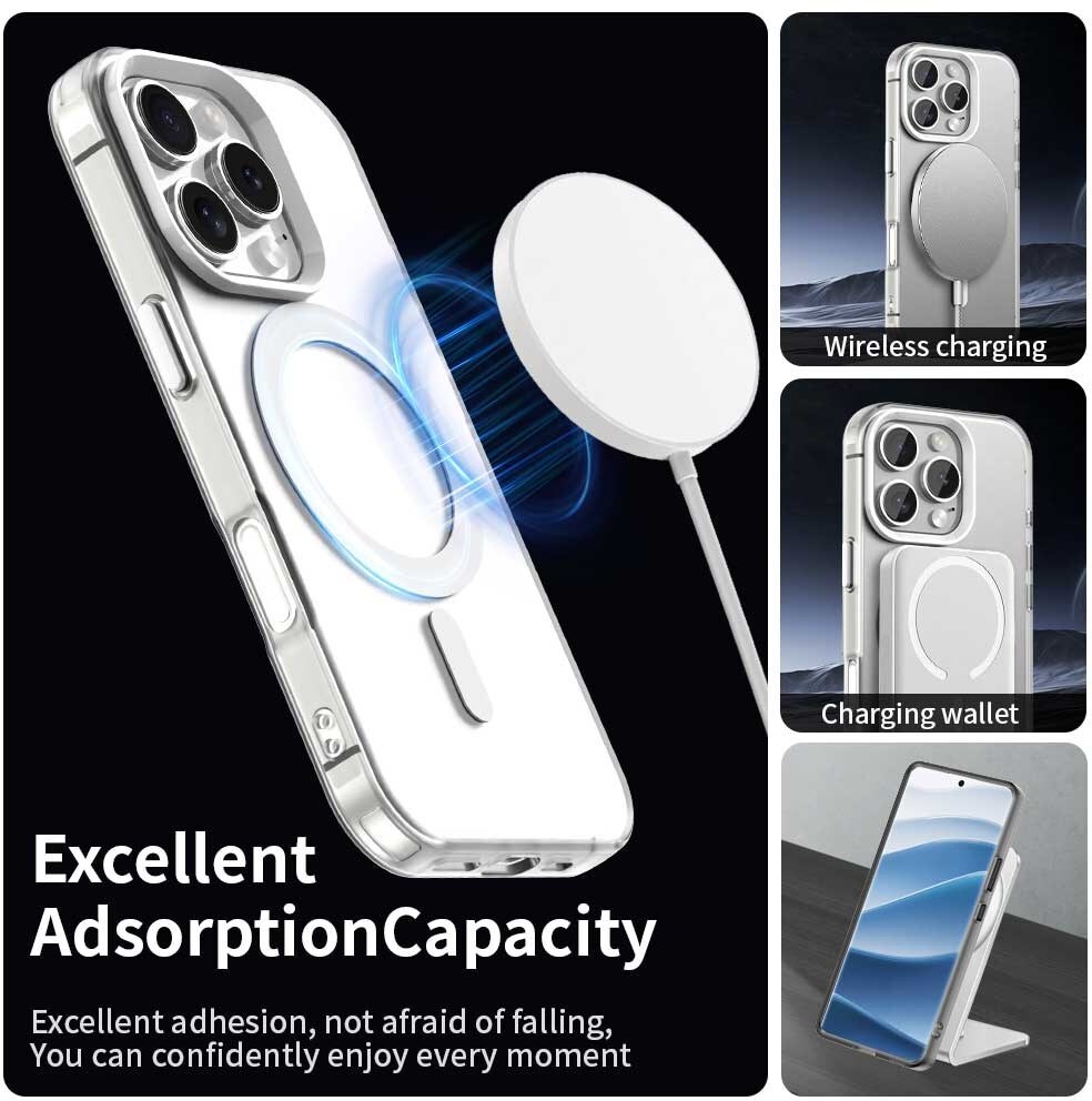 Apple iPhone 16 Pro Hoesje MagSafe Backcover Semi-Transparant & Wit afbeelding 5
