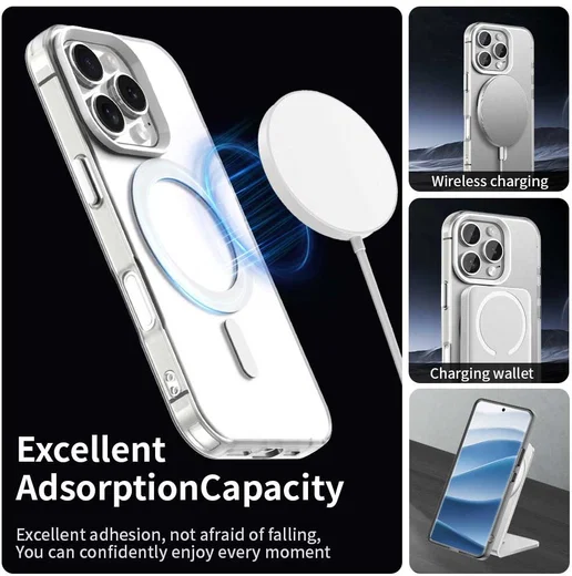 Apple iPhone 16 Pro Hoesje MagSafe Backcover Semi-Transparant & Wit afbeelding 5