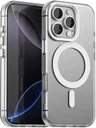 Apple iPhone 16 Pro Hoesje MagSafe Backcover Semi-Transparant & Wit