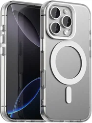 Apple iPhone 16 Pro Hoesje MagSafe Backcover Semi-Transparant & Wit afbeelding