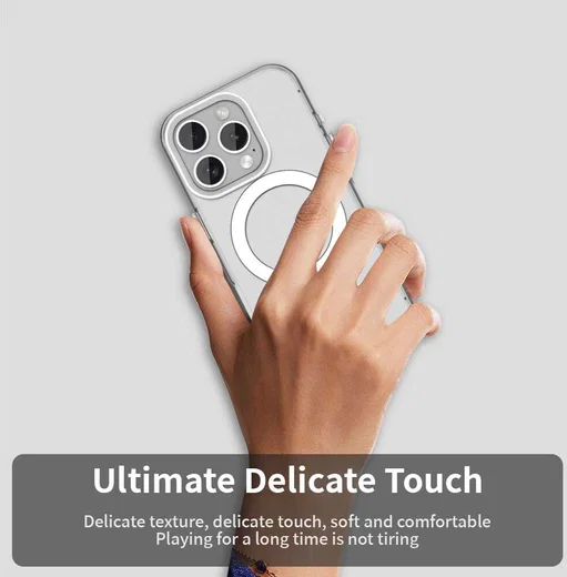Apple iPhone 16 Pro Hoesje MagSafe Backcover Semi-Transparant & Wit afbeelding 9