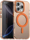 Apple iPhone 16 Pro Hoesje MagSafe Backcover Semi-Transparant & Oranje