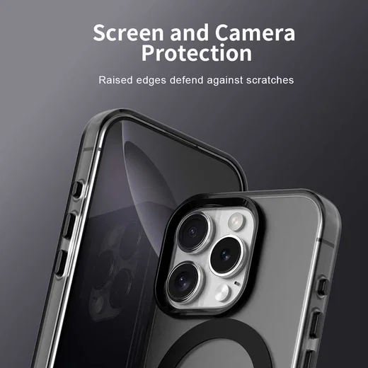 Apple iPhone 16 Pro Hoesje MagSafe Backcover Semi-Transparant & Zwart afbeelding 8