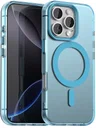 Apple iPhone 16 Pro Hoesje MagSafe Backcover Semi-Transparant & Blauw